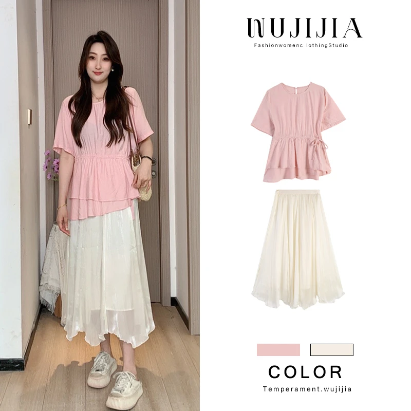 【少女专辑】ZL107422小个子上衣搭配ZL107488长半裙套装裙子夏季