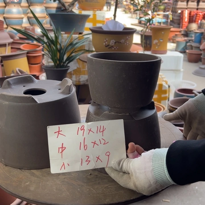 紫砂紫泥笔筒三件套