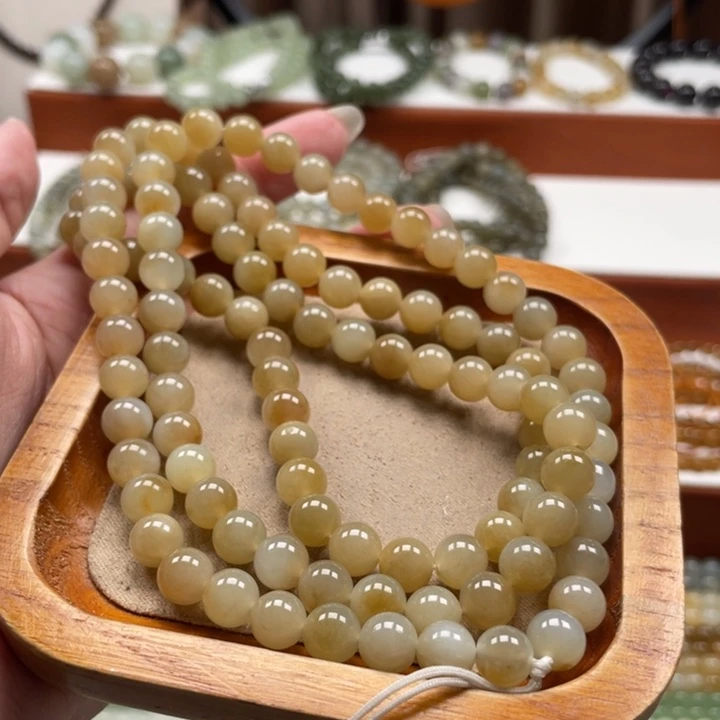 和田玉未镶嵌毛衣链珠串8mm