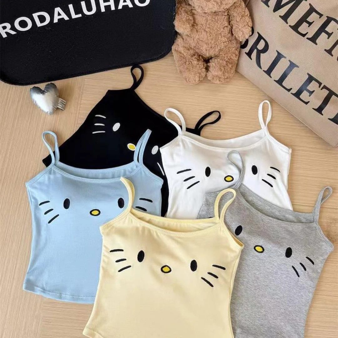 【甜辣kitty吊带 带胸垫】辣妹吊带修身背心可爱修身显瘦吊带