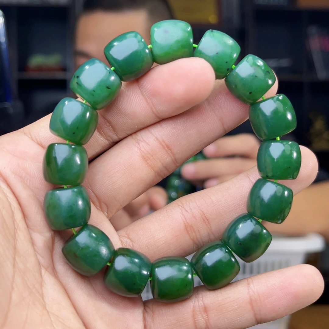 和田玉未镶嵌手串天然和田玉俄罗斯乌兰海碧玉料卡14直切