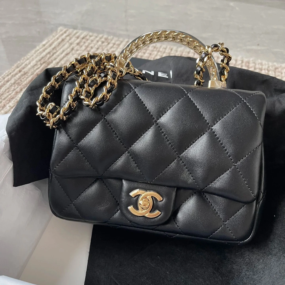 99新 Chanel/香奈儿 Chanel黑金透明手柄方胖子 25090106-01