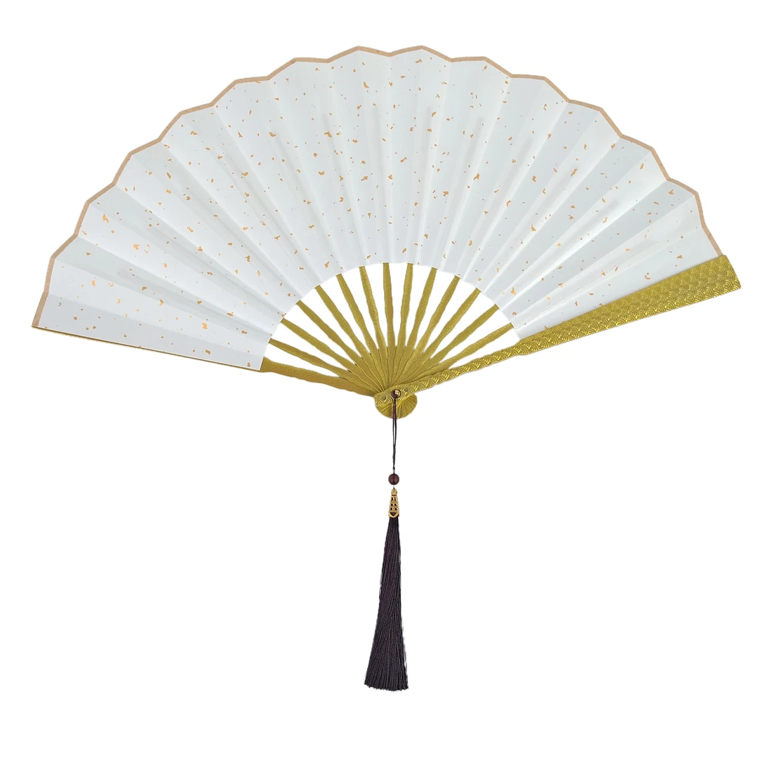 【11】金色龙鳞扇10寸金属折扇锌合金扇骨绢布扇面折扇
