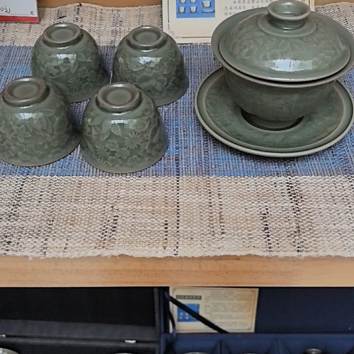 杯s***y耀州窑青瓷盖碗茶具