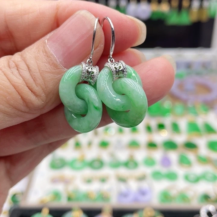 翡翠18K金镶嵌耳饰