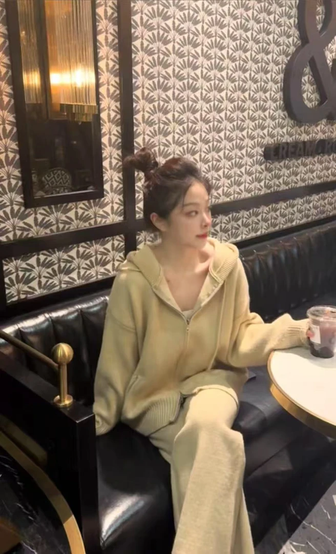 1500克高克重秋冬韩版针织慵懒风女套装长袖秋季显瘦气质时尚