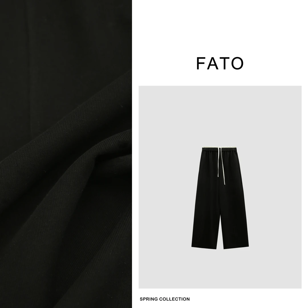 【郑买买】百利甜 春日轻奢小众防晒撞色腰头黑色休闲裤 KW41221K3