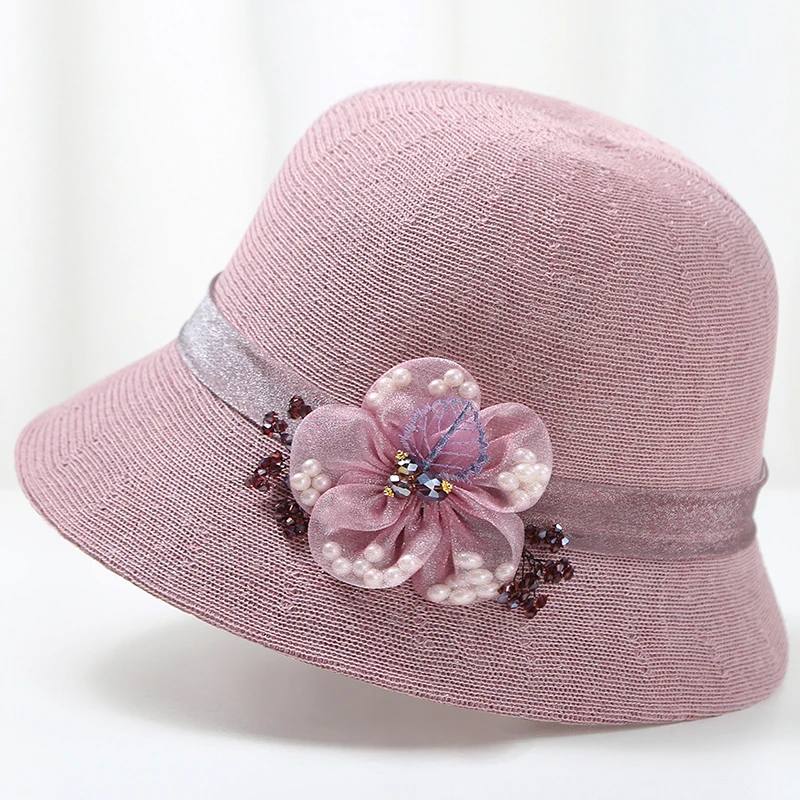 中老年女士夏季遮阳帽妈妈洋气帽子薄款透气防晒帽礼帽时尚百搭