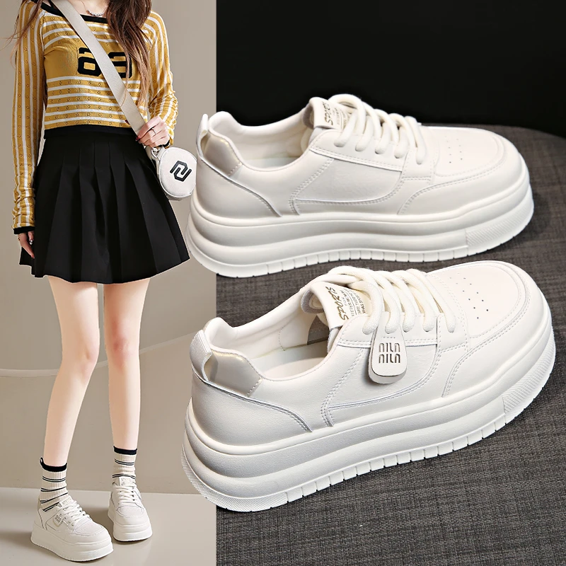 百搭休闲板鞋春季板鞋增高夏季中跟防滑单鞋小白鞋女鞋