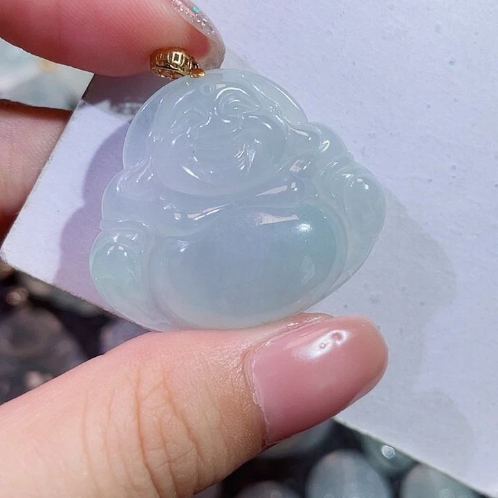 翡翠18K金镶嵌颈饰佛公