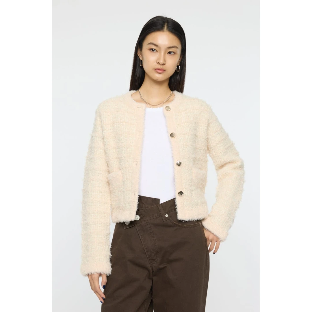 【Montendre】秋冬新款 M 短款提花针织外套宽松百搭小香风外套女