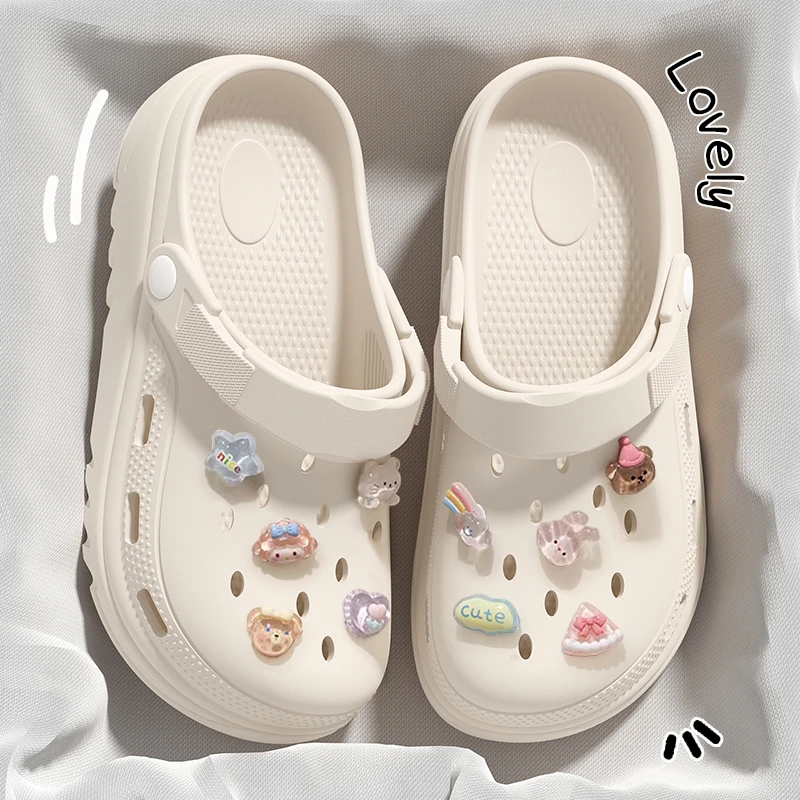 洞洞鞋女款外穿2025新款夏季海边沙滩踩屎感厚底防滑包头凉拖鞋女