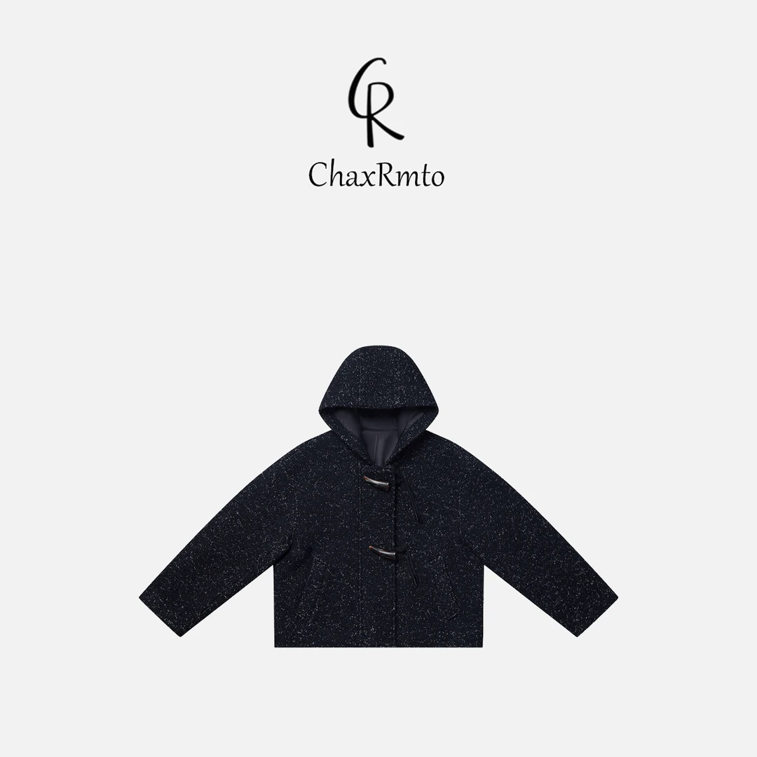 ChaxRmto 冬季高级感牛角扣单面尼连帽外套 斯斯CC2D3269