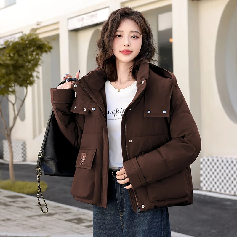 连帽百搭冬季加厚保暖长袖棉服短款2926