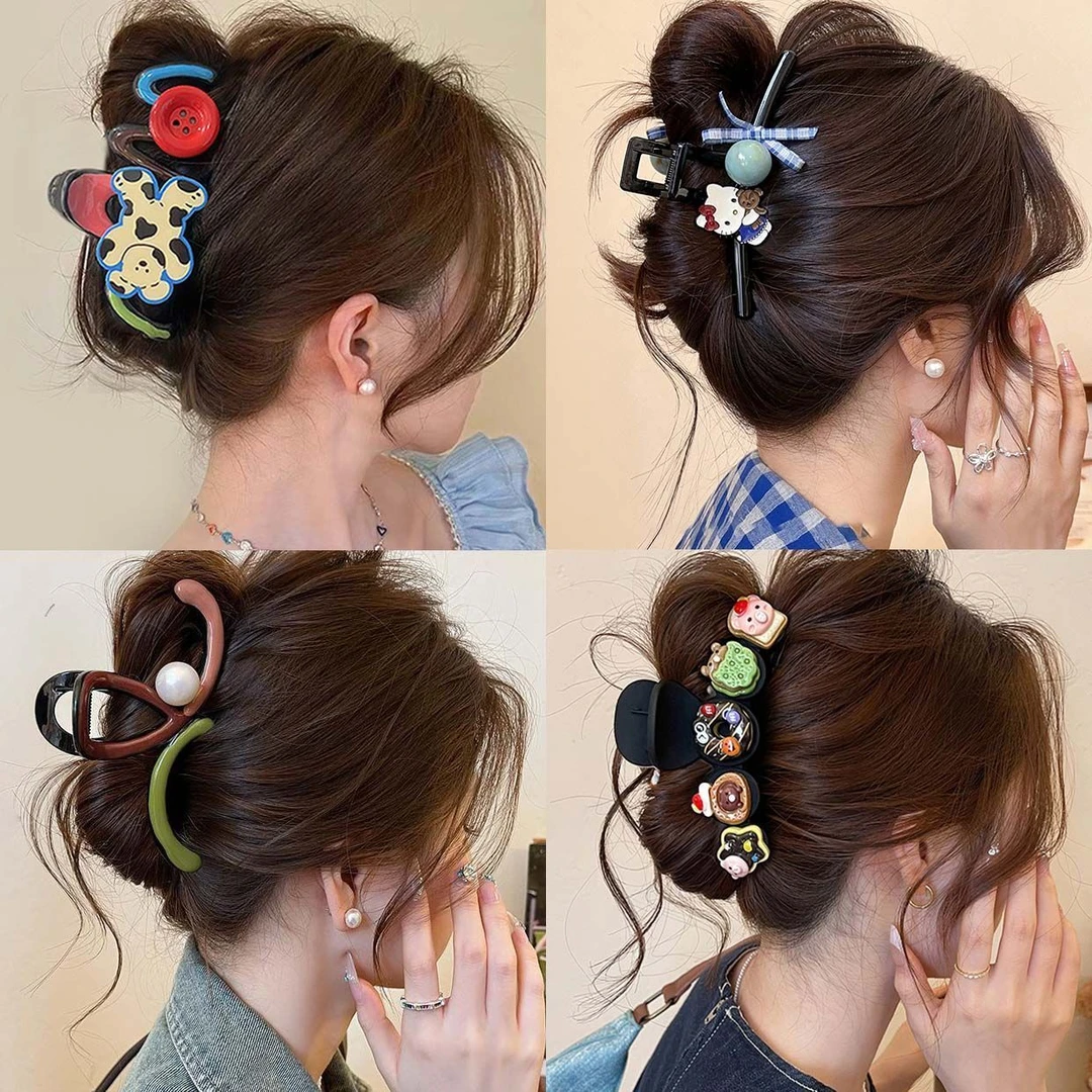小众撞色滴釉珍珠抓夹女高级感2025新款发量多鲨鱼夹大号发夹头饰