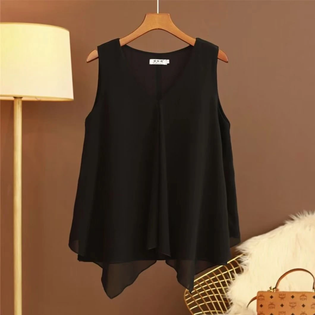 双层网纱新款吊带背心女夏内搭打底衫V领无袖宽松显瘦上衣女外穿