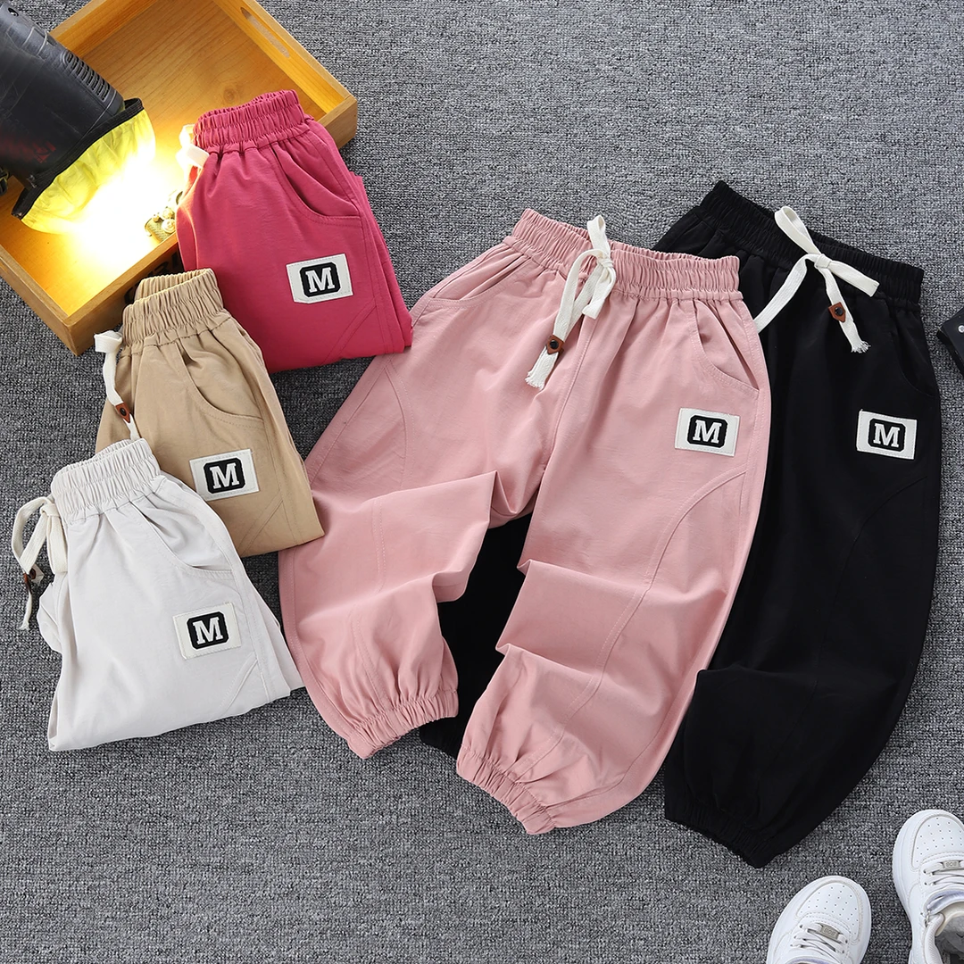 儿童长裤男女童夏季九分裤休闲宽松中大童速干工装薄款裤子