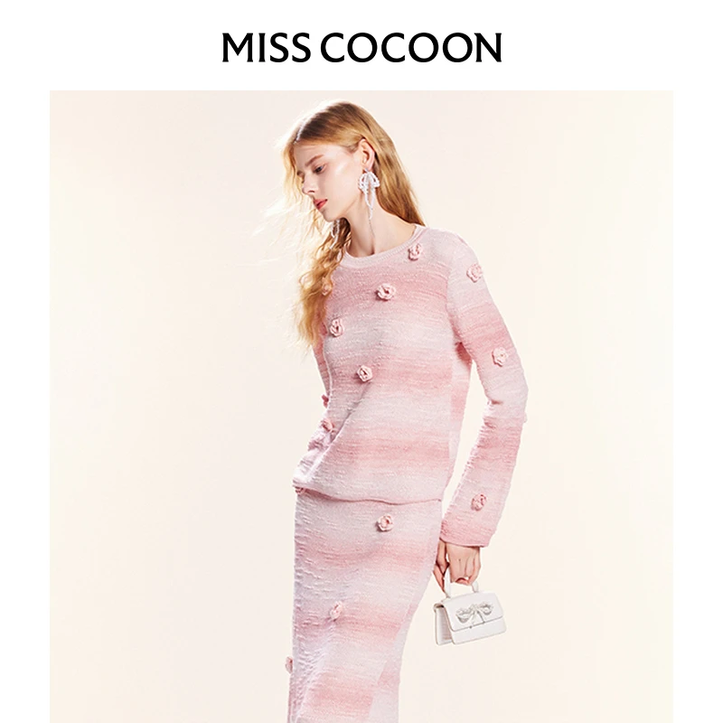 林允同款 MISSCOCOON可可尼针织半身裙套装女2025新款立体花朵