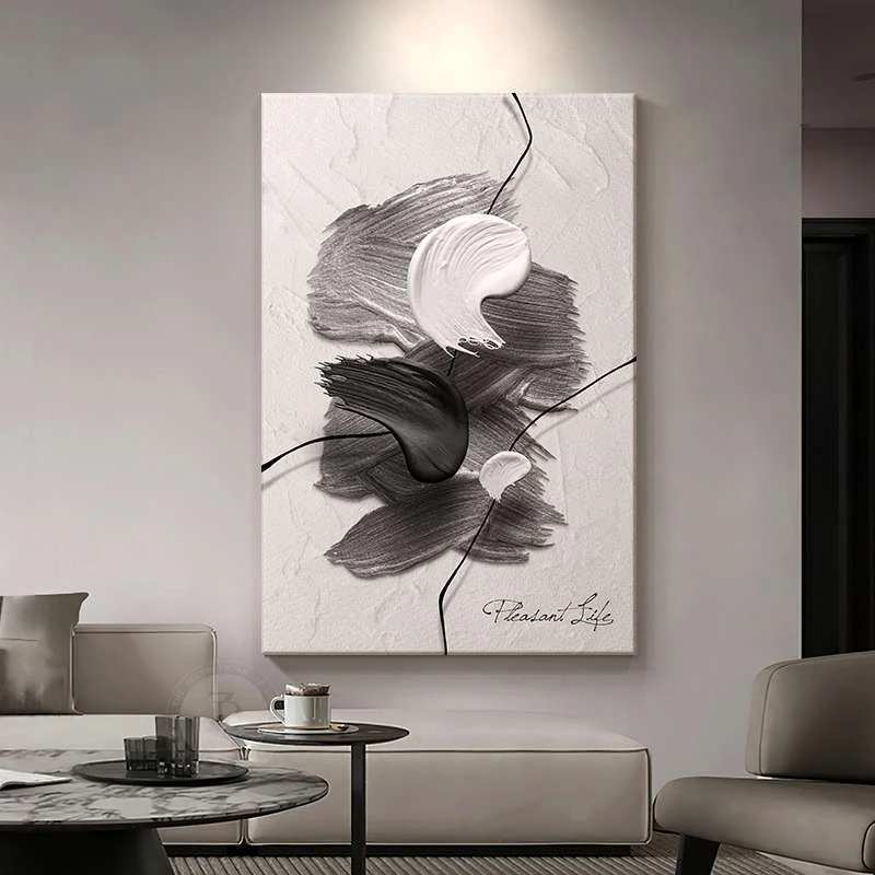 简约高级感客厅落地装饰画浮雕立体肌理感沙发背景墙挂画玄关壁画