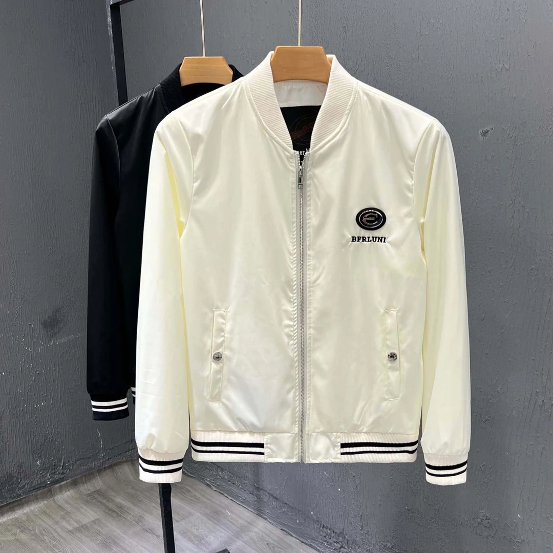 迪诺库克斯秋季男士时尚刺绣棒球领夹克修身高端男装休闲外套潮流