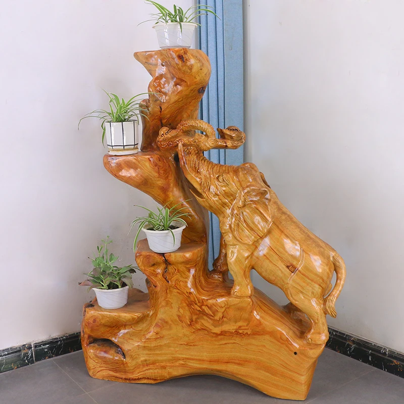 根雕博古花架树根实木阳台花架原木客厅整体根艺花盆架MH10476