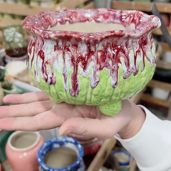 有孔.凑满10元发货多肉陶瓷花盆！