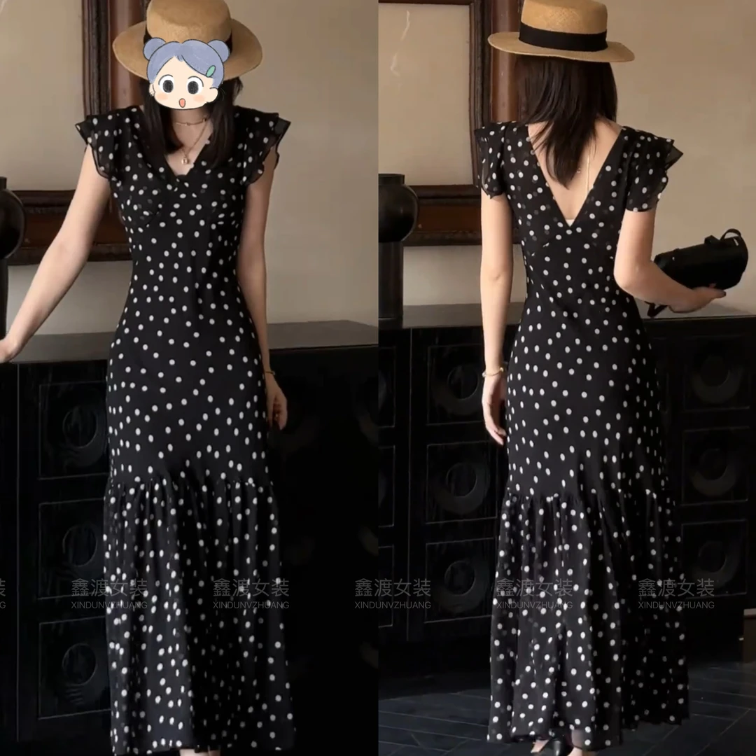 2025春夏新款时尚显瘦气质女士网红洋气连衣裙百搭款D5088