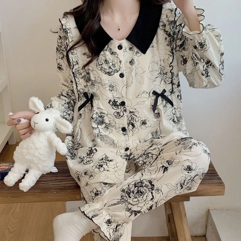 孕妇待产服哺乳喂奶家居服套装国风产后睡衣月子服春秋季产后网红