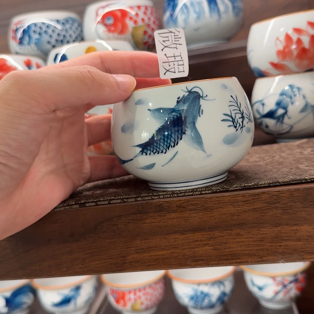 釉下手绘茶具微瑕