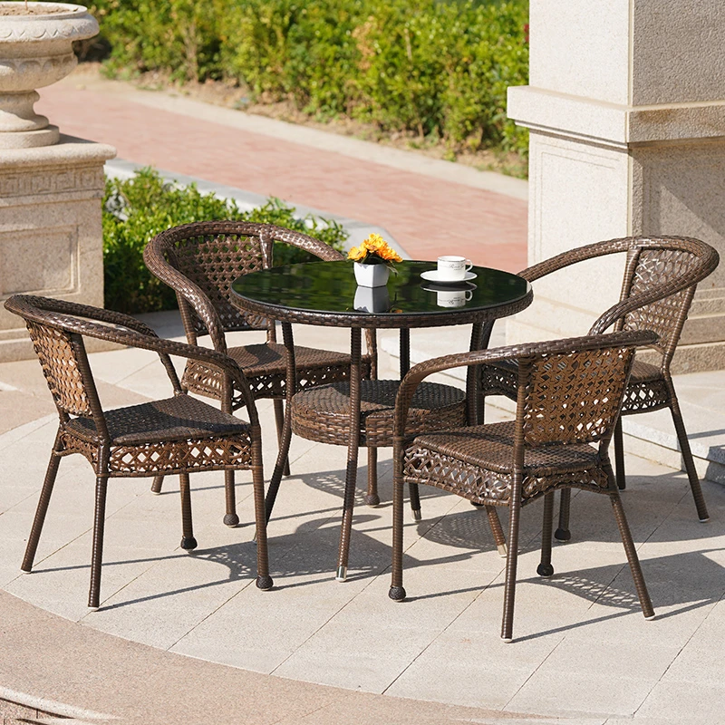 藤椅三件套户外庭院桌椅组合阳台休闲室外楼台藤编小腾椅桌椅组合