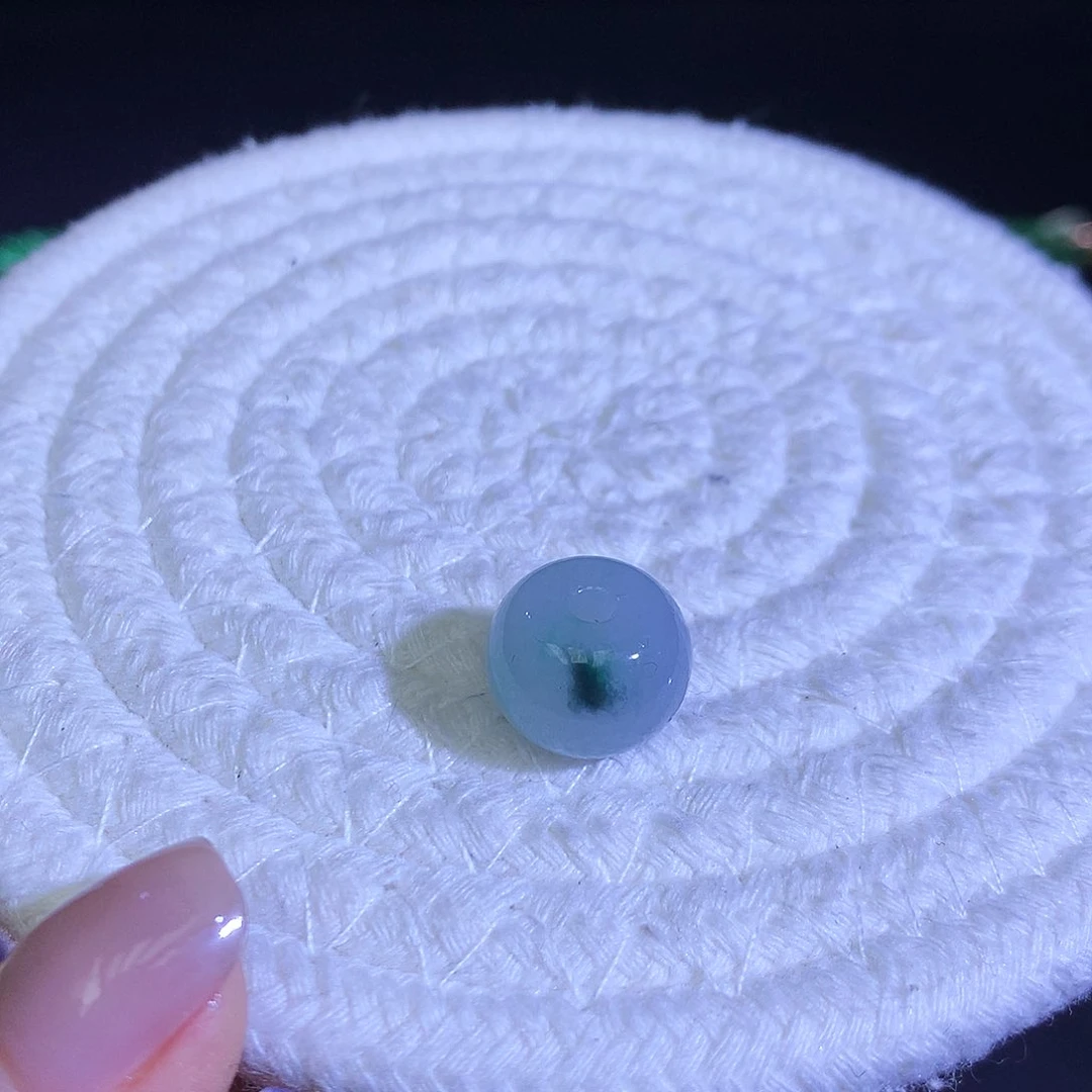 散珠翡翠天然缅甸翡翠肉扣卡14厚10飘绿花