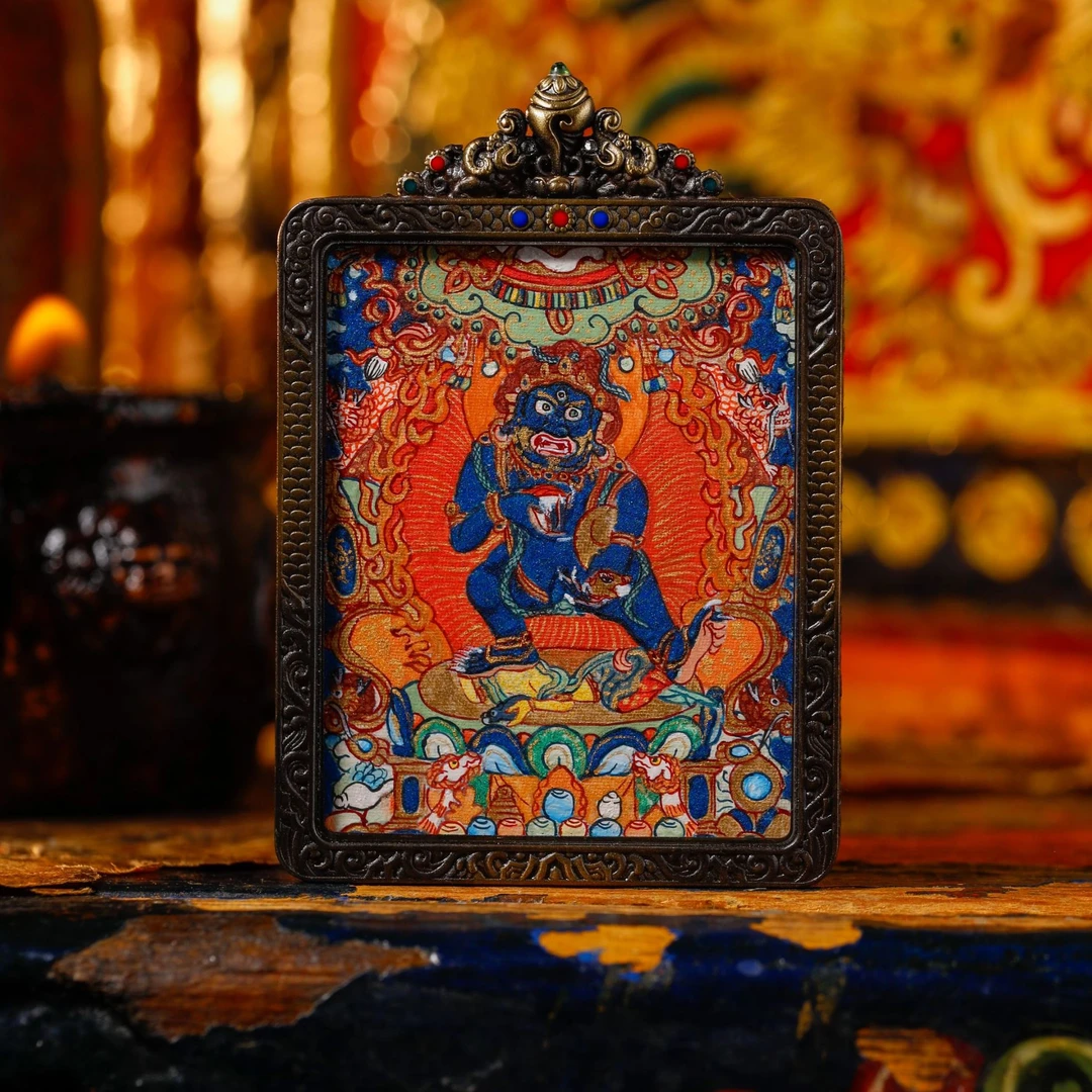 【雪堆白官选】藏卡黑C吊坠  纯手工绘制唐卡  多样性发货发其一