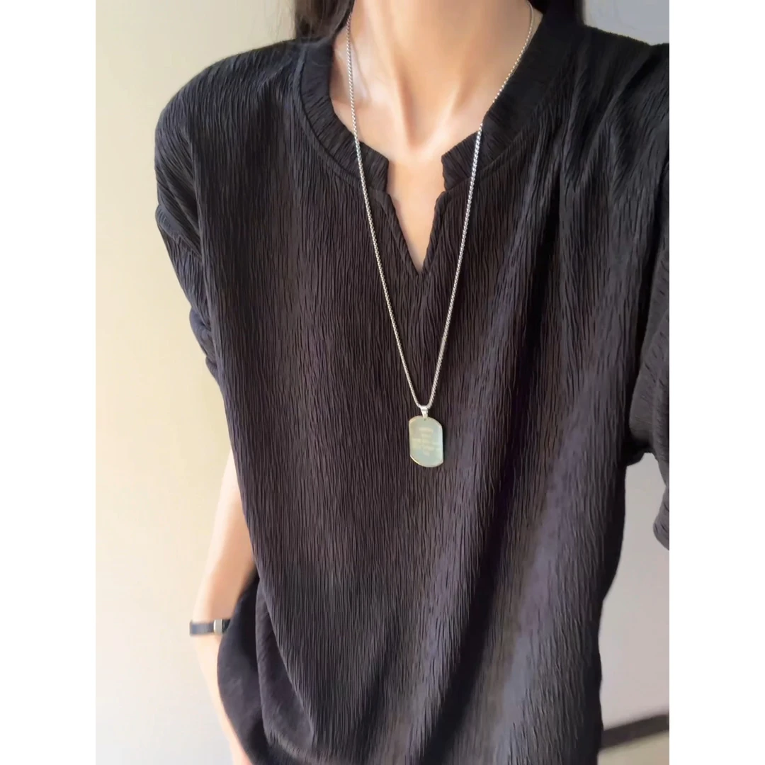 肌理感针织长袖T恤男款早秋新款cleanfit套头卫衣百搭休闲打底衫