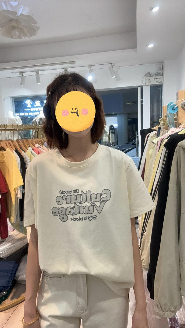 磨毛婴儿绒软糯短袖女宽松韩系发泡字母印花圆领正肩T恤打底衫