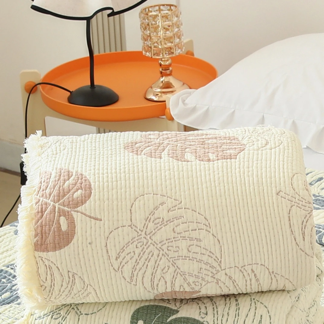 A类流苏美学纱布毯全棉纱布加厚多层家用卧室防滑透气柔软黄一恒