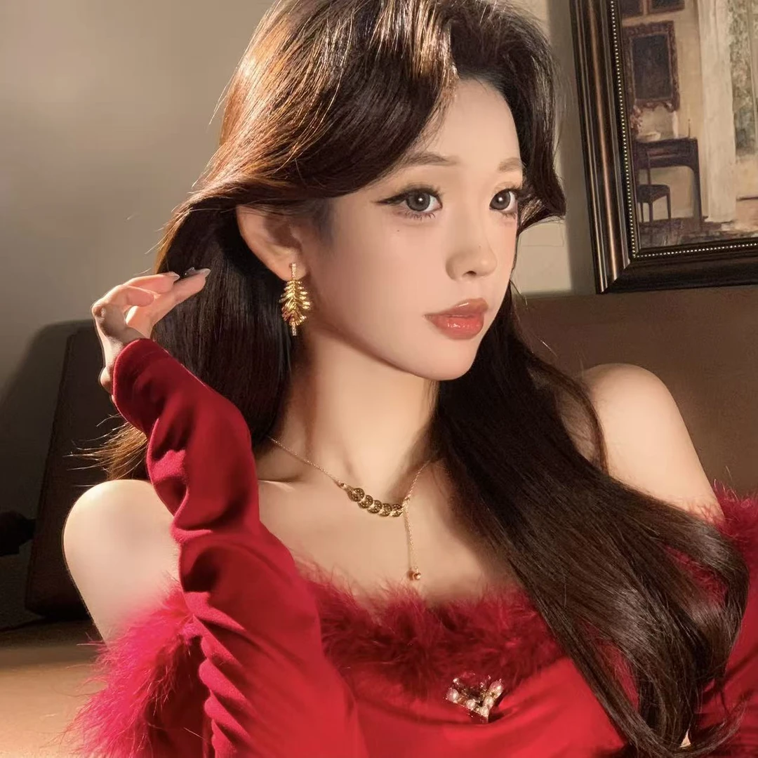 FULL GIRLISH耳环02538金色长款轻奢耳钉耳饰