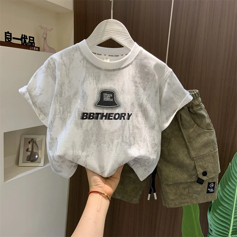 儿童装男童夏装套装2025新款洋气中大童网红短袖衣服男孩夏季时髦
