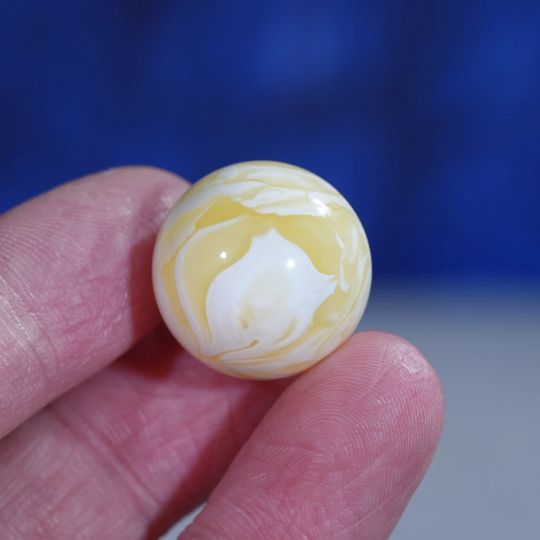 【圆珠】20mm瓷白花溶洞妖孽天然蜜蜡单珠s434精品原矿俄料无优化