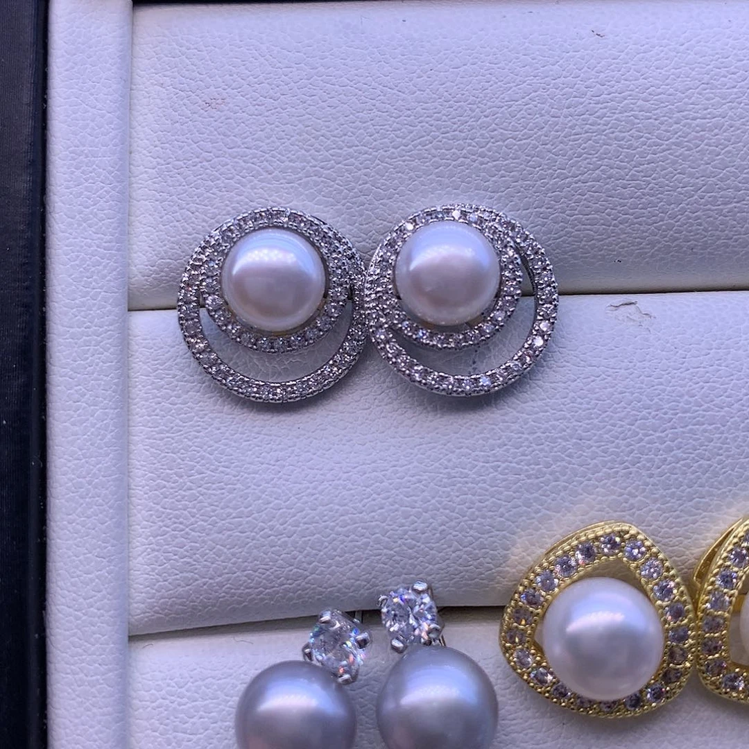 淡水珍珠耳饰合金