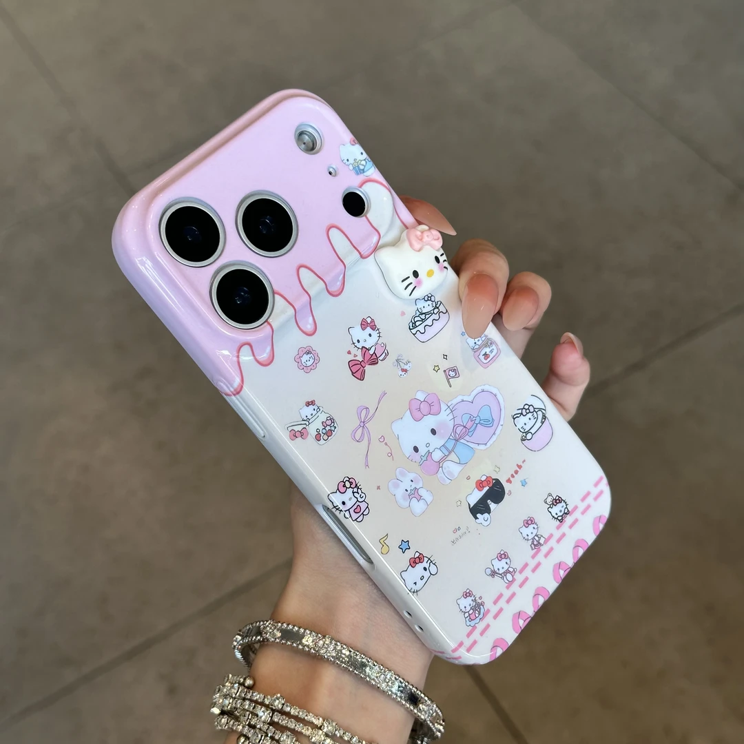欧克里里粉奶油Kitty适用苹果17/16手机壳华为P70oppo小米15vivo