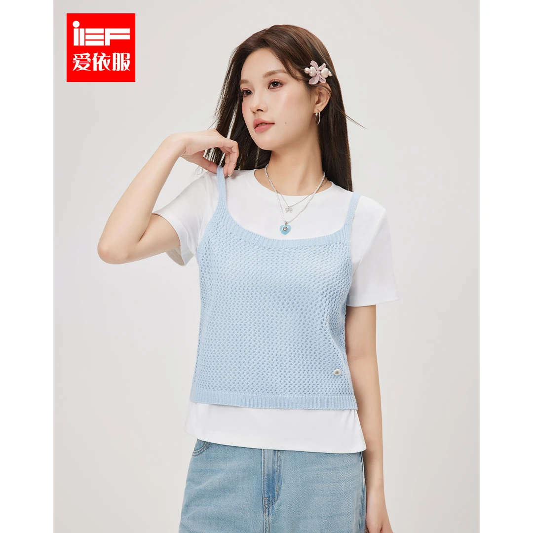 IEF/爱依服2025春夏新款韩版温柔小女人洋气休闲装两件套上衣