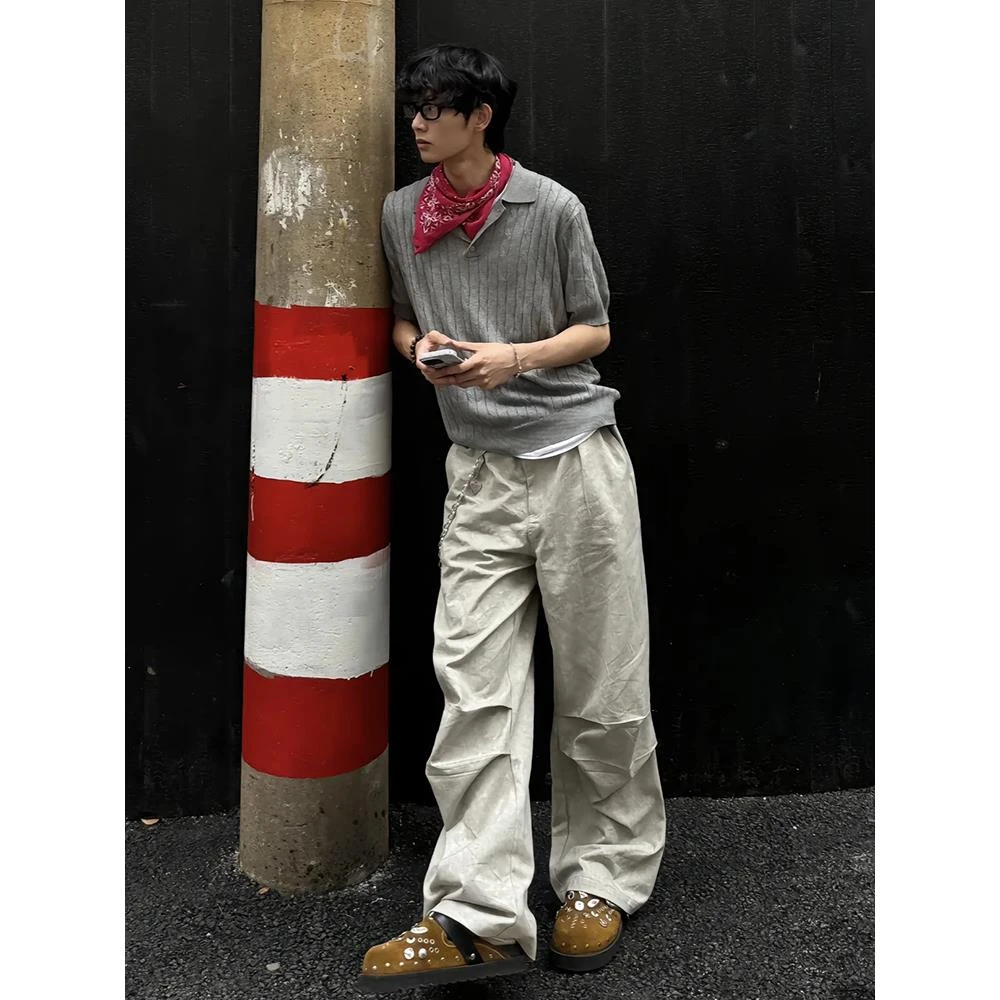 老钱风麻花针织短袖polo衫男夏季凉感轻熟休闲t恤高级感翻领半袖