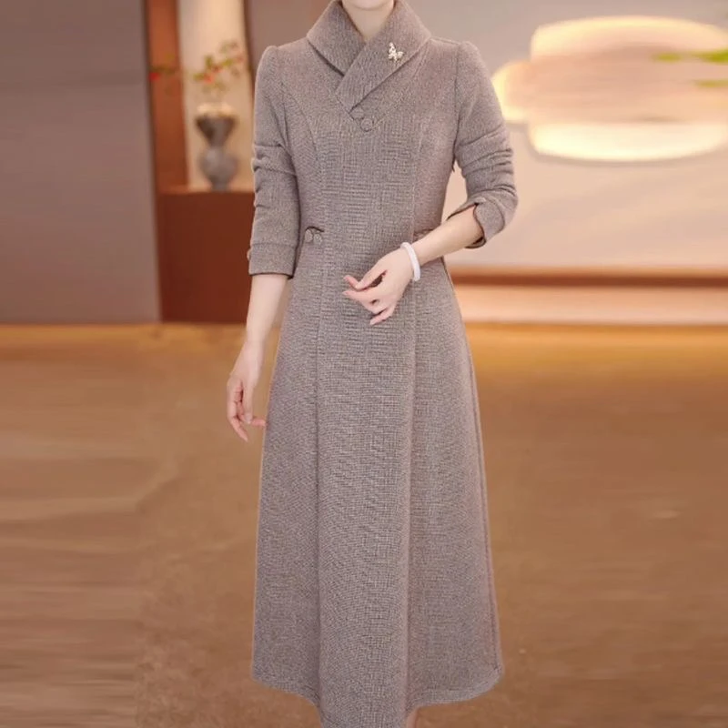 178-新款加厚金貂混纺保暖气质显瘦百搭连衣裙
