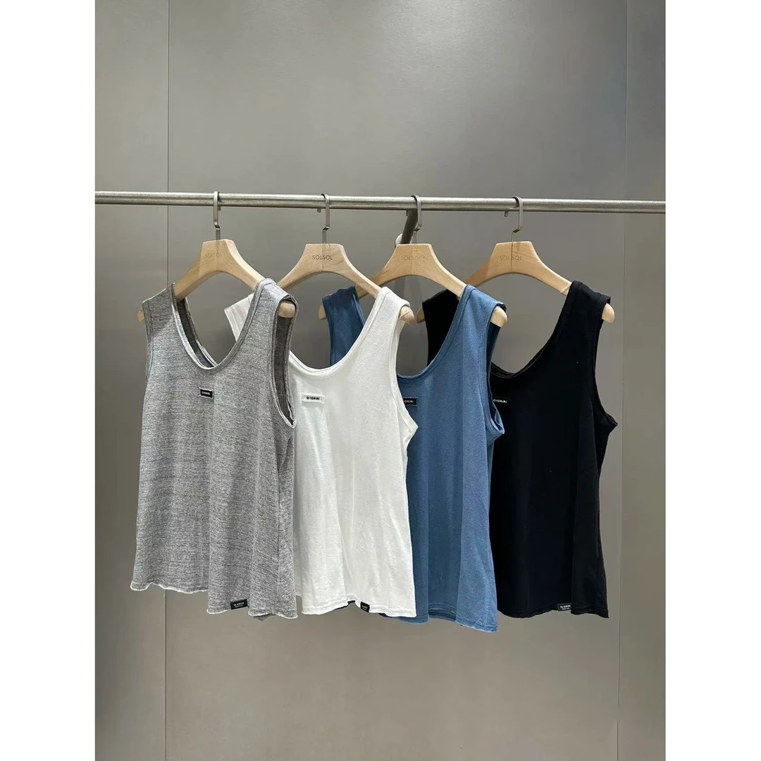 设计师品牌~2025年春季新款U领肌理感修身内搭无袖背心T恤