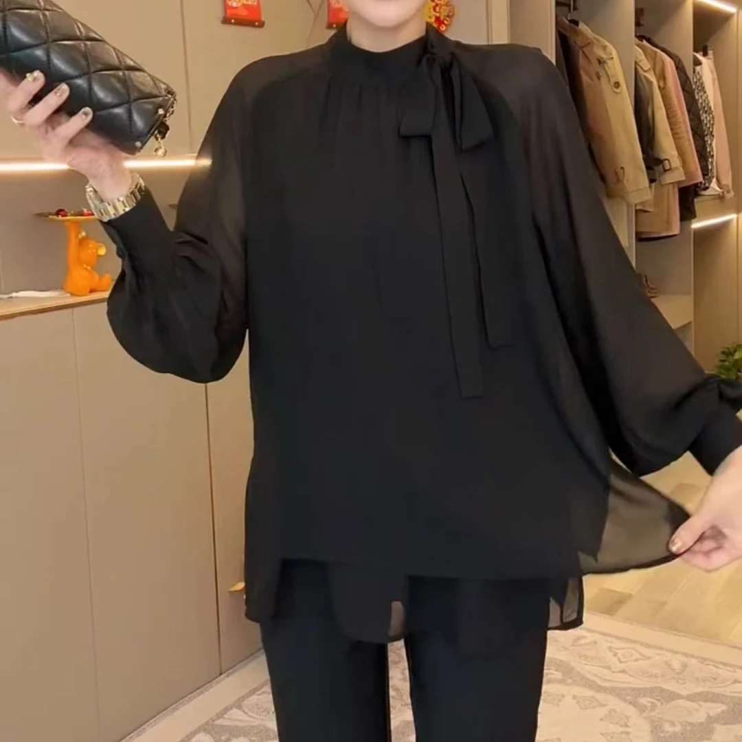 2025春夏新款时尚显瘦气质女士网红洋气假两件上衣百搭款D7781