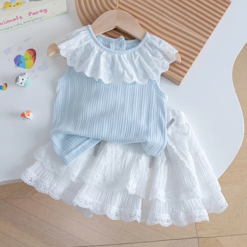 连衣裙蕾丝2025夏季婴儿时尚仙气小童花边清新衫童男童开学套装