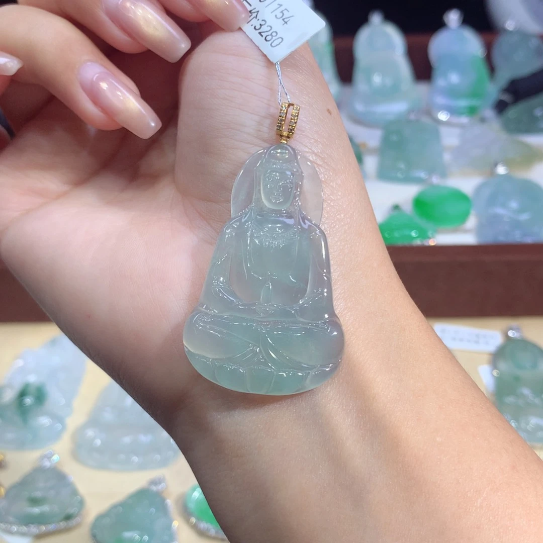 吊坠(不含链)18K金镶嵌翡翠