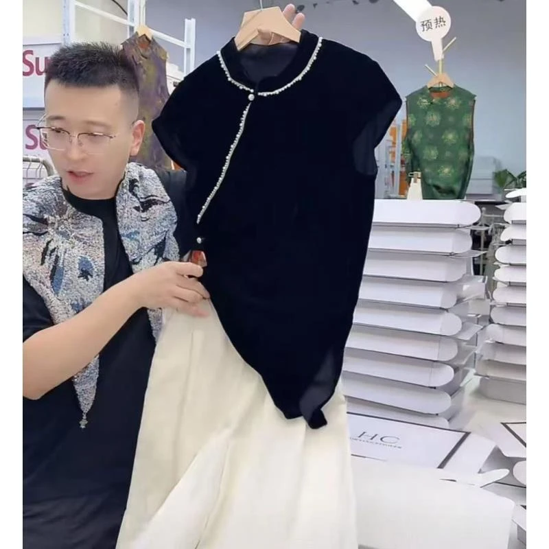 夜珠--中式国风气质时尚洋气碎花夏季复古显白休闲显瘦小众奥黛裙