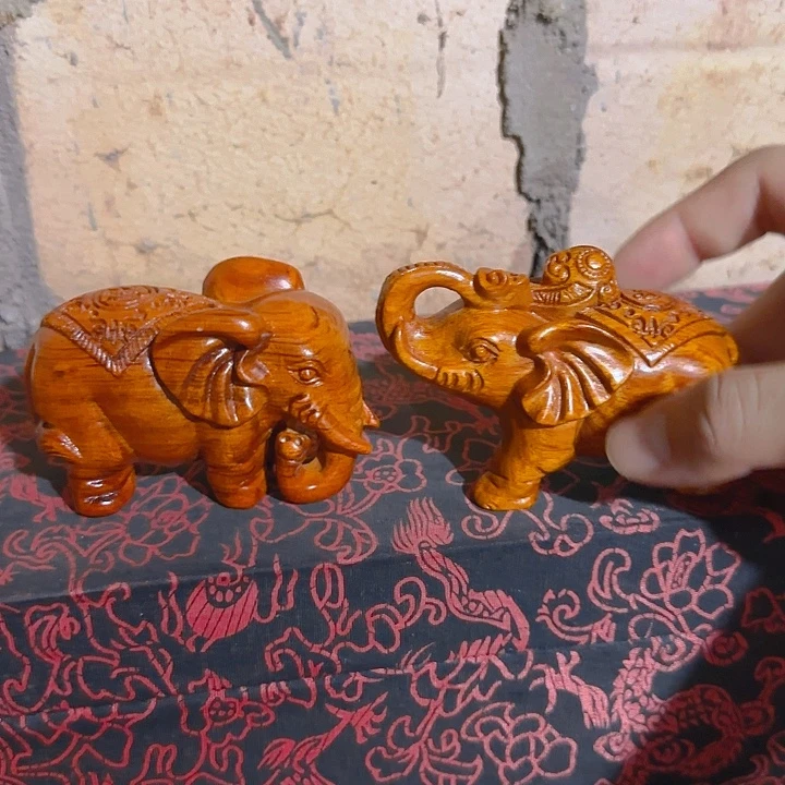 木花梨木10如意上下象一对