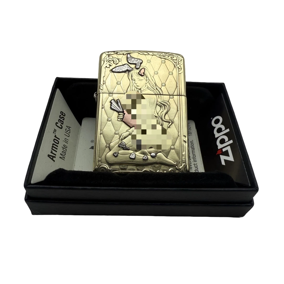 ZIPPO打火机正品黄铜盔甲兔女/玫瑰女郎/送礼收藏【凯亚】DYJ1